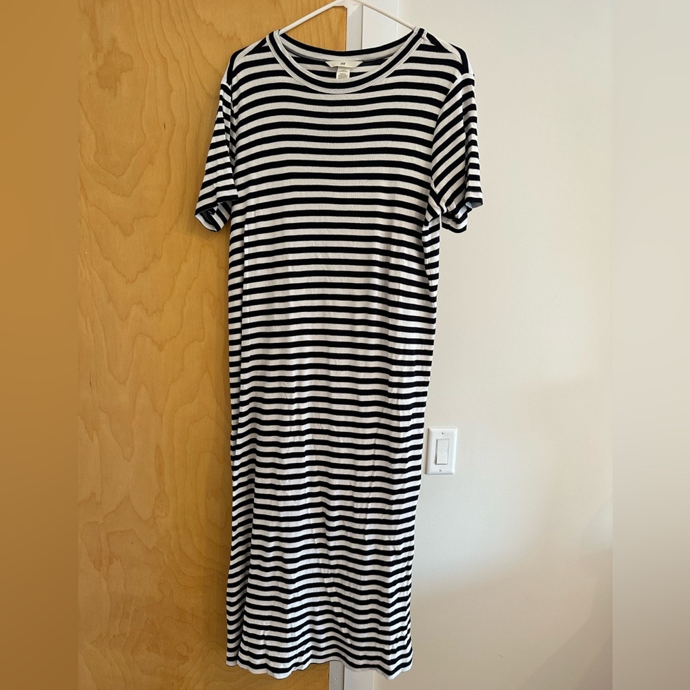 H&M size L maxi cotton striped dress